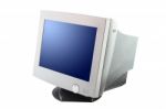 Cathode Ray Tube Monitor On White Background Stock Photo