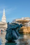 Fountain In Trafalgar Square Stock Photo