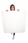 Teenage Girl Holding Blank Board Stock Photo