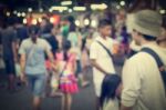 Blurred People Are In The Market Stock Photo