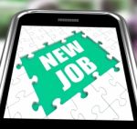 New Job Smartphone Shows Changing Jobs Or Employment Stock Photo