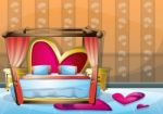 Cartoon  Illustration Interior Valentine Room With Separated Layers Stock Photo