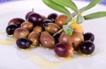 Plate With Olives Stock Photo