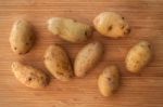 Potato Still Life On Wood Background Flat Lay Stock Photo