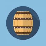 Wooden Barrel Flat Icon Stock Photo