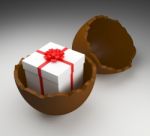 Easter Egg Represents Gift Box And Choc Stock Photo