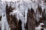 Frozen Waterfall Near Vik Iceland Stock Photo