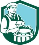 Cooper Barrel Maker Drum Retro Shield Stock Photo