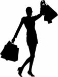 Silhouette Shopping Woman Stock Photo