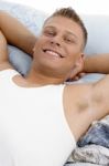 Close Up Of Resting Young Man Stock Photo