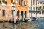 Boats Moored In Venice Stock Photo