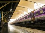 The Train Was Parked At Train Station And Waiting For Someone Get In The Train Stock Photo