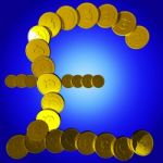 Coins Pound Symbol Shows British Deposit Stock Photo