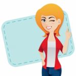 Cartoon Confident Girl Wink Stock Photo