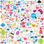 Social Network Background With Media Icons Stock Photo