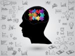 Brain Concept With Creative Doodle Graph And Chart Stock Photo