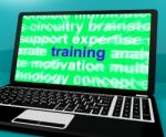 Online Training Computer Message Shows Web Learning Stock Photo