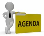 Agenda Folder Represents Binder Schedule 3d Rendering Stock Photo