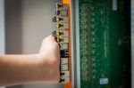 Fix Network Switch In Data Center Room Stock Photo