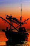 Silhouette  Fishing Boat Stock Photo