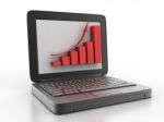 Laptop With Business Chart Stock Photo