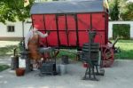 Blacksmith Of Old Reconstruction At Wilanow Palace In Warsaw Stock Photo