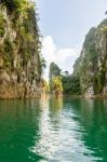 Travel Island And Green Lake ( Guilin Of Thailand ) Stock Photo