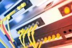 Fiber Optic With Servers In A Technology Data Center Stock Photo