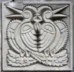 Old Bas-relief Of Fairytale Two Birds Stock Photo