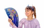 Beautiful Little Girl Holding A Fan Stock Photo