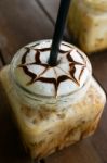 Coffee, Iced Coffee Mocha On Table Wood In Cafe Stock Photo