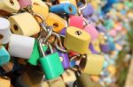 Many Padlocks On The Bridge Stock Photo