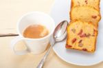 Plum Cake And Espresso Coffee Stock Photo