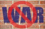 "no War" Sign On Old Brick Wall Texture Stock Photo