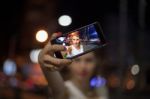 Young Woman Taking Selfie In The City Stock Photo