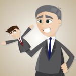 Cartoon Puppet Businessman Manipulated By Older Boss Stock Photo