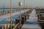 Pier In A Sunny Winter Day Stock Photo