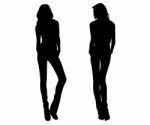 Silhouette Fashion Girls Stock Photo