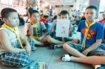 Student 9-10 Years Old, Scouts Work Together, Scout Camp In Bangkok Thailand Stock Photo