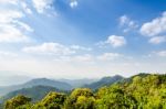 High Angle View Blue Sky Over Mountain Stock Photo