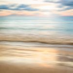 An Abstract Seascape With Blurred Panning Motion On Paper Backgr Stock Photo