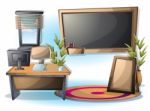 Cartoon  Illustration Interior Office Room With Separated Layers Stock Photo