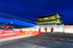 Gyeongbokgung Palace At Night In Seoul,south Korea Stock Photo