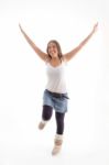 Dancing Model With Raised Arms Stock Photo