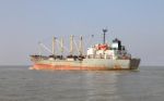 Old Industrial Product Ship Head To Wide Sea Stock Photo