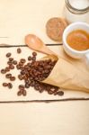 Espresso Coffee And Beans Stock Photo