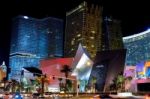 Various Hotels And Casinos Along The Strip In Las Vegas Stock Photo