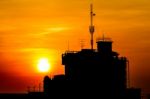 Sunset And Building Horizontal Stock Photo