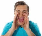 Young Man Shouting Stock Photo