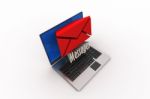 E-mail Concept. Modern Laptop And Envelope Stock Photo